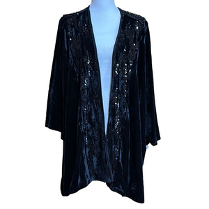 Marc New York Andrew Marc Black Velvet with Sequins Cardigan Wrap Jacket - NWOT